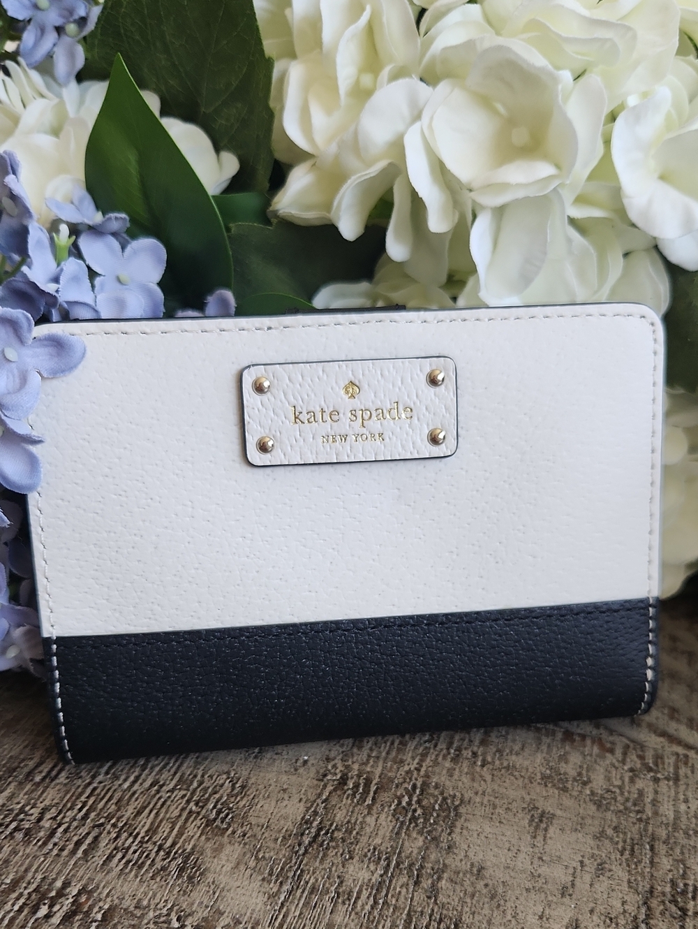 kate spade Winter White and Black Leather Bifold Wallet